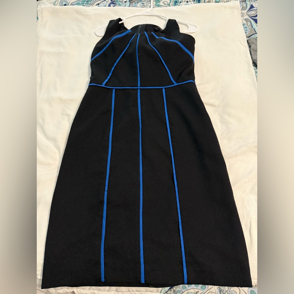 David Meister Black Dress with Blue Accents